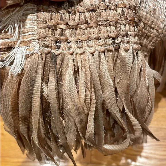 NIC+ZOE Fringe Trim Blazer in Beige and Brown - Picture 4 of 5